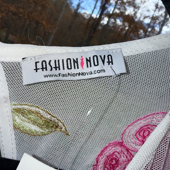 Fashion Nova Floral Sheer Romper - Pink and Green - Picture 6 of 8